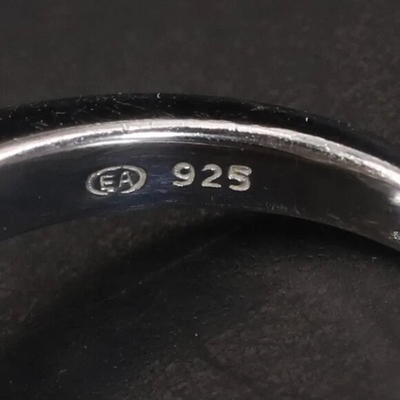 EA East Art Jewelry 925 Sterling Silver Pave Diamond Heart Dome Ring Size 10 - Picture 4 of 4